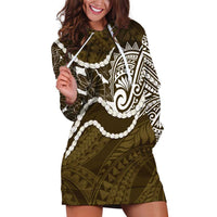Aloha Hawaii Kalo Pikake Lei Hoodie Dress Chest Tattoo Gold Hawaiian Pattern