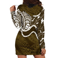 Aloha Hawaii Kalo Pikake Lei Hoodie Dress Chest Tattoo Gold Hawaiian Pattern