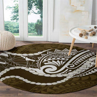 Aloha Hawaii Kalo Pikake Lei Round Carpet Chest Tattoo Gold Hawaiian Pattern