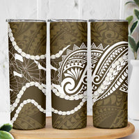 Aloha Hawaii Kalo Pikake Lei Skinny Tumbler Chest Tattoo Gold Hawaiian Pattern
