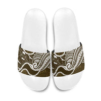 Aloha Hawaii Kalo Pikake Lei Slide Sandals Chest Tattoo Gold Hawaiian Pattern