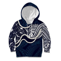 Aloha Hawaii Kalo Pikake Lei Kid Hoodie Chest Tattoo Oxford Blue Hawaiian Pattern