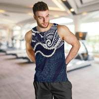 Aloha Hawaii Kalo Pikake Lei Men Tank Top Chest Tattoo Oxford Blue Hawaiian Pattern