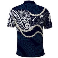Aloha Hawaii Kalo Pikake Lei Polo Shirt Chest Tattoo Oxford Blue Hawaiian Pattern