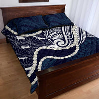 Aloha Hawaii Kalo Pikake Lei Quilt Bed Set Chest Tattoo Oxford Blue Hawaiian Pattern