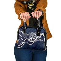 Aloha Hawaii Kalo Pikake Lei Shoulder Handbag Chest Tattoo Oxford Blue Hawaiian Pattern