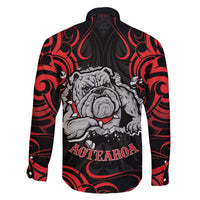 Personalised Aotearoa Bulldog Family Matching Off The Shoulder Long Sleeve Dress and Hawaiian Shirt NZ Maori Tattoo LT14 - Polynesian Pride
