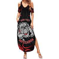 Personalised Aotearoa Bulldog Family Matching Summer Maxi Dress and Hawaiian Shirt NZ Maori Tattoo LT14 Mom's Dress Red - Polynesian Pride