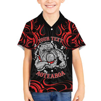 Personalised Aotearoa Bulldog Family Matching Tank Maxi Dress and Hawaiian Shirt NZ Maori Tattoo LT14 Son's Shirt Red - Polynesian Pride