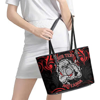 Personalised Aotearoa Bulldog Leather Tote Bag NZ Maori Tattoo LT14 - Polynesian Pride