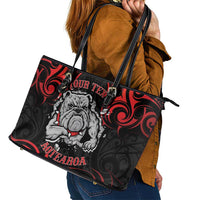 Personalised Aotearoa Bulldog Leather Tote Bag NZ Maori Tattoo LT14 - Polynesian Pride