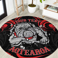 Personalised Aotearoa Bulldog Round Carpet NZ Maori Tattoo LT14 Red - Polynesian Pride
