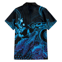 Blue Aloha Hawaii Family Matching Off The Shoulder Long Sleeve Dress and Hawaiian Shirt Snorkeling With Sea Turtle Polynesian Pattern LT14 - Polynesian Pride