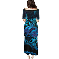 Blue Aloha Hawaii Puletasi Snorkeling With Sea Turtle Polynesian Pattern LT14 - Polynesian Pride