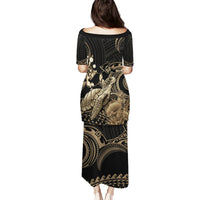 Gold Aloha Hawaii Puletasi Snorkeling With Sea Turtle Polynesian Pattern LT14 - Polynesian Pride