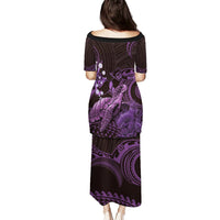Purple Aloha Hawaii Puletasi Snorkeling With Sea Turtle Polynesian Pattern LT14 - Polynesian Pride