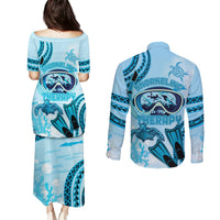 Hawaii Sea Turtle Snorkeling Is My Therapy Couples Matching Puletasi and Long Sleeve Button Shirt LT14 - Polynesian Pride