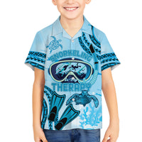 Hawaii Sea Turtle Snorkeling Is My Therapy Family Matching Tank Maxi Dress and Hawaiian Shirt LT14 Son's Shirt Blue - Polynesian Pride