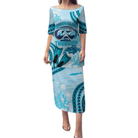 Hawaii Sea Turtle Snorkeling Is My Therapy Puletasi LT14 Long Dress Blue - Polynesian Pride
