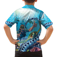 Hawaii Snorkeling Honu Turtle Family Matching Long Sleeve Bodycon Dress and Hawaiian Shirt Under The Ocean Vibes LT14 - Polynesian Pride