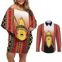 Personalised Bukidnon Philippines Couples Matching Off Shoulder Short Dress and Long Sleeve Button Shirt The Food Basket of Region X LT14 Red - Polynesian Pride