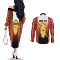 Personalised Bukidnon Philippines Couples Matching Off The Shoulder Long Sleeve Dress and Long Sleeve Button Shirt The Food Basket of Region X LT14 - Polynesian Pride