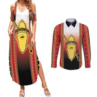 Personalised Bukidnon Philippines Couples Matching Summer Maxi Dress and Long Sleeve Button Shirt The Food Basket of Region X LT14 Red - Polynesian Pride