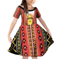 Personalised Bukidnon Philippines Family Matching Off Shoulder Short Dress and Hawaiian Shirt The Food Basket of Region X LT14 Daughter's Dress Red - Polynesian Pride