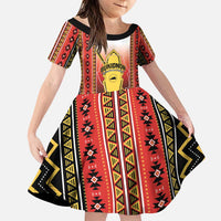 Personalised Bukidnon Philippines Family Matching Puletasi and Hawaiian Shirt The Food Basket of Region X LT14 Daughter's Dress Red - Polynesian Pride
