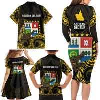 Agusan del Sur Philippines Family Matching Long Sleeve Bodycon Dress and Hawaiian Shirt Habagatang Agusan Lolong LT14 - Polynesian Pride