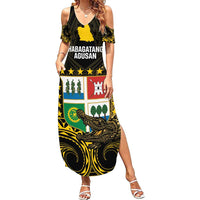 Agusan del Sur Philippines Family Matching Summer Maxi Dress and Hawaiian Shirt Habagatang Agusan Lolong LT14 Mom's Dress Black - Polynesian Pride