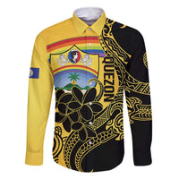 Quezon Province Family Matching Long Sleeve Bodycon Dress and Hawaiian Shirt Cocolandia Philippines Turtle LT14 Dad's Shirt - Long Sleeve Gold - Polynesian Pride