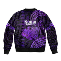 Polynesian Pride Hawaiian Islands Bomber Jacket Kauai Map Purple Kanaka With Kakau LT14 - Polynesian Pride