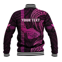 Personalised Hawaiian Islands Baseball Jacket Maui Map Pink Kanaka With Kakau LT14 - Polynesian Pride