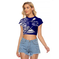 Polynesian Pride American Samoa Raglan Cropped T Shirt July 4 Independence Day LT14 Female Blue - Polynesian Pride