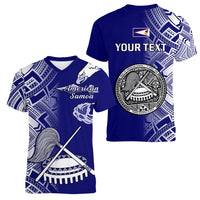 Personalised American Samoa Women V Neck T Shirt July 4 Independence Day LT14 - Polynesian Pride