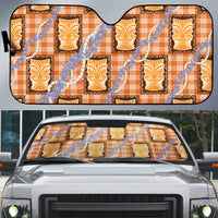 Aloha Hawaii Tiki Palaka Motifs Auto Sun Shade Honohono Lei Orange Elegant Vibes