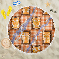 Aloha Hawaii Tiki Palaka Motifs Beach Blanket Honohono Lei Orange Elegant Vibes