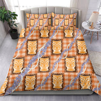Aloha Hawaii Tiki Palaka Motifs Bedding Set Honohono Lei Orange Elegant Vibes