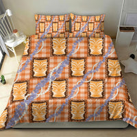 Aloha Hawaii Tiki Palaka Motifs Bedding Set Honohono Lei Orange Elegant Vibes