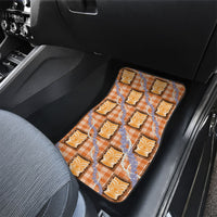 Aloha Hawaii Tiki Palaka Motifs Car Mats Honohono Lei Orange Elegant Vibes