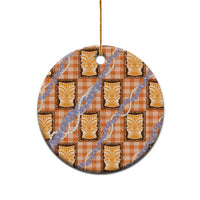 Aloha Hawaii Tiki Palaka Motifs Ceramic Ornament Honohono Lei Orange Elegant Vibes