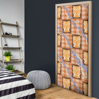 Aloha Hawaii Tiki Palaka Motifs Door Cover Honohono Lei Orange Elegant Vibes
