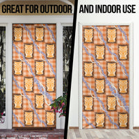 Aloha Hawaii Tiki Palaka Motifs Door Cover Honohono Lei Orange Elegant Vibes