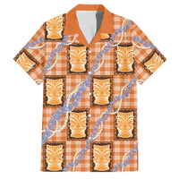 Aloha Hawaii Tiki Palaka Motifs Family Matching Off Shoulder Short Dress and Hawaiian Shirt Honohono Lei Orange Elegant Vibes LT14 Dad's Shirt - Short Sleeve Orange - Polynesian Pride