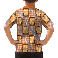 Aloha Hawaii Tiki Palaka Motifs Hawaiian Shirt Honohono Lei Orange Elegant Vibes