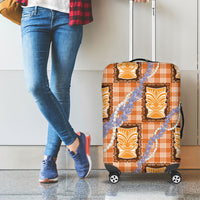 Aloha Hawaii Tiki Palaka Motifs Luggage Cover Honohono Lei Orange Elegant Vibes