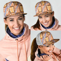 Aloha Hawaii Tiki Palaka Motifs Mesh Trucker Cap Honohono Lei Orange Elegant Vibes