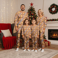 Aloha Hawaii Tiki Palaka Motifs Christmas Pajama Set Honohono Lei Orange Elegant Vibes