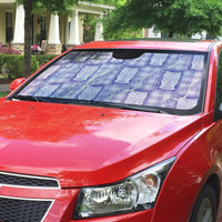 Aloha Hawaii Tiki Palaka Motifs Auto Sun Shade Honohono Lei Purple Elegant Vibes